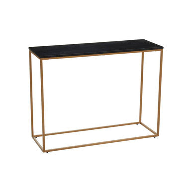 Varana Black Marble Top Console Table With Gold Iron Frame