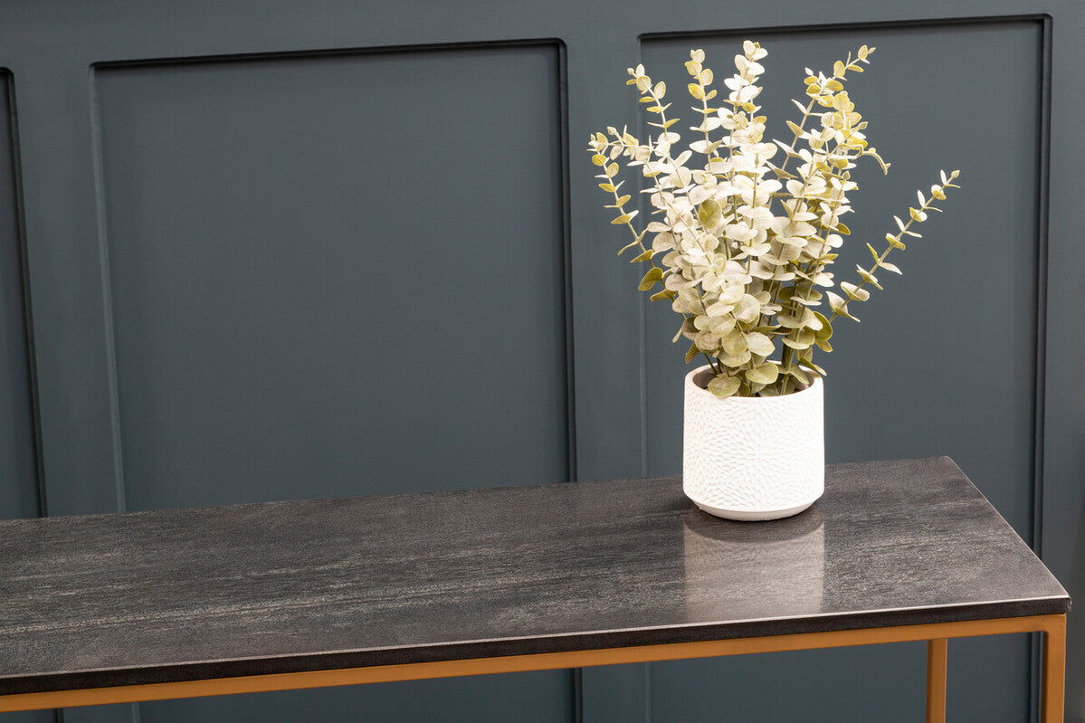 Varana Black Marble Top Console Table With Gold Iron Frame