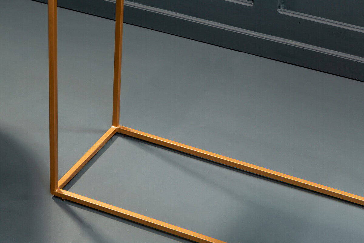 Varana Black Marble Top Console Table With Gold Iron Frame