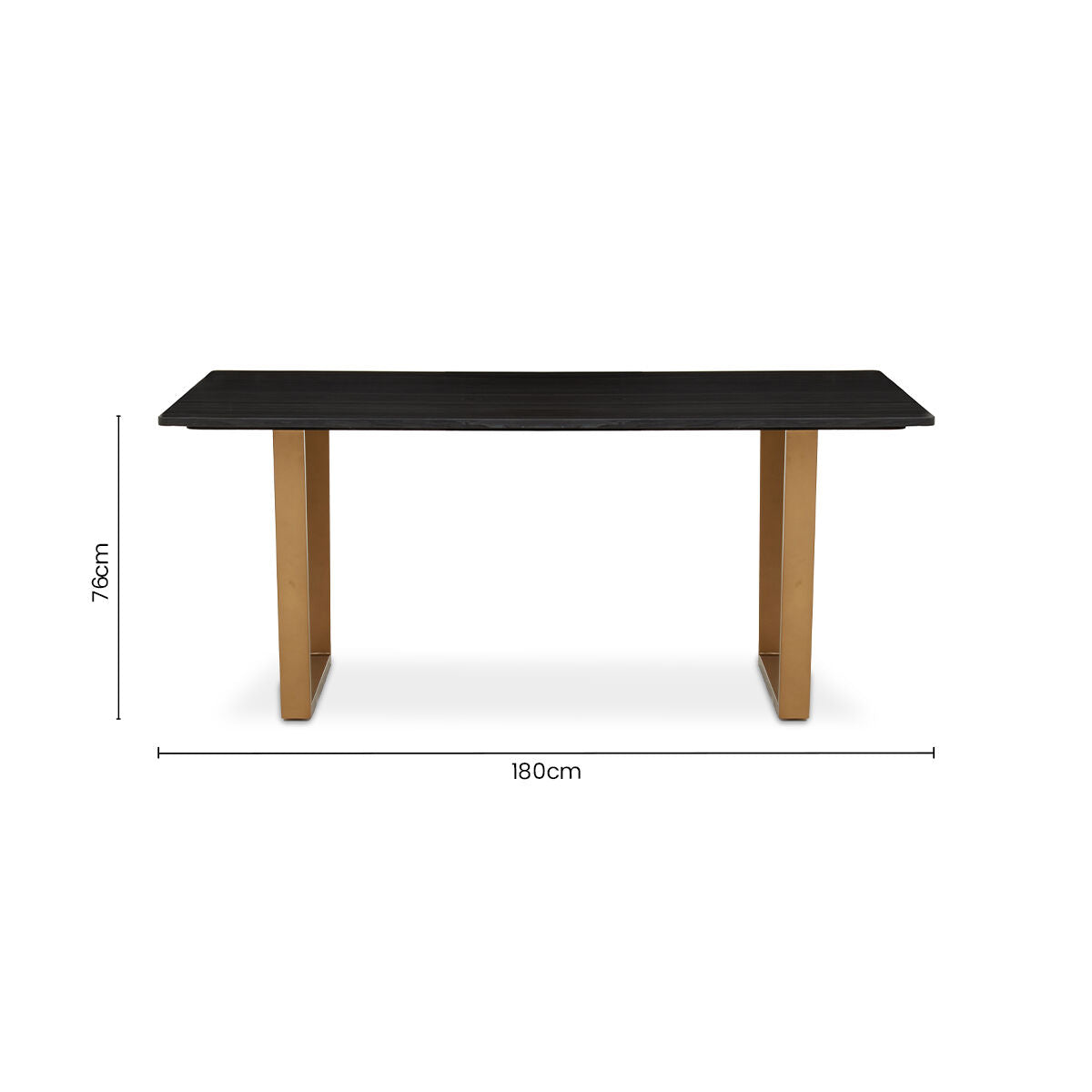 Black Marble Rectangular Dining Table with Geometric Gold Finish Steel Base | Varana