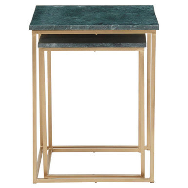 Mandoli Nest Of 2 Green Marble Side Tables