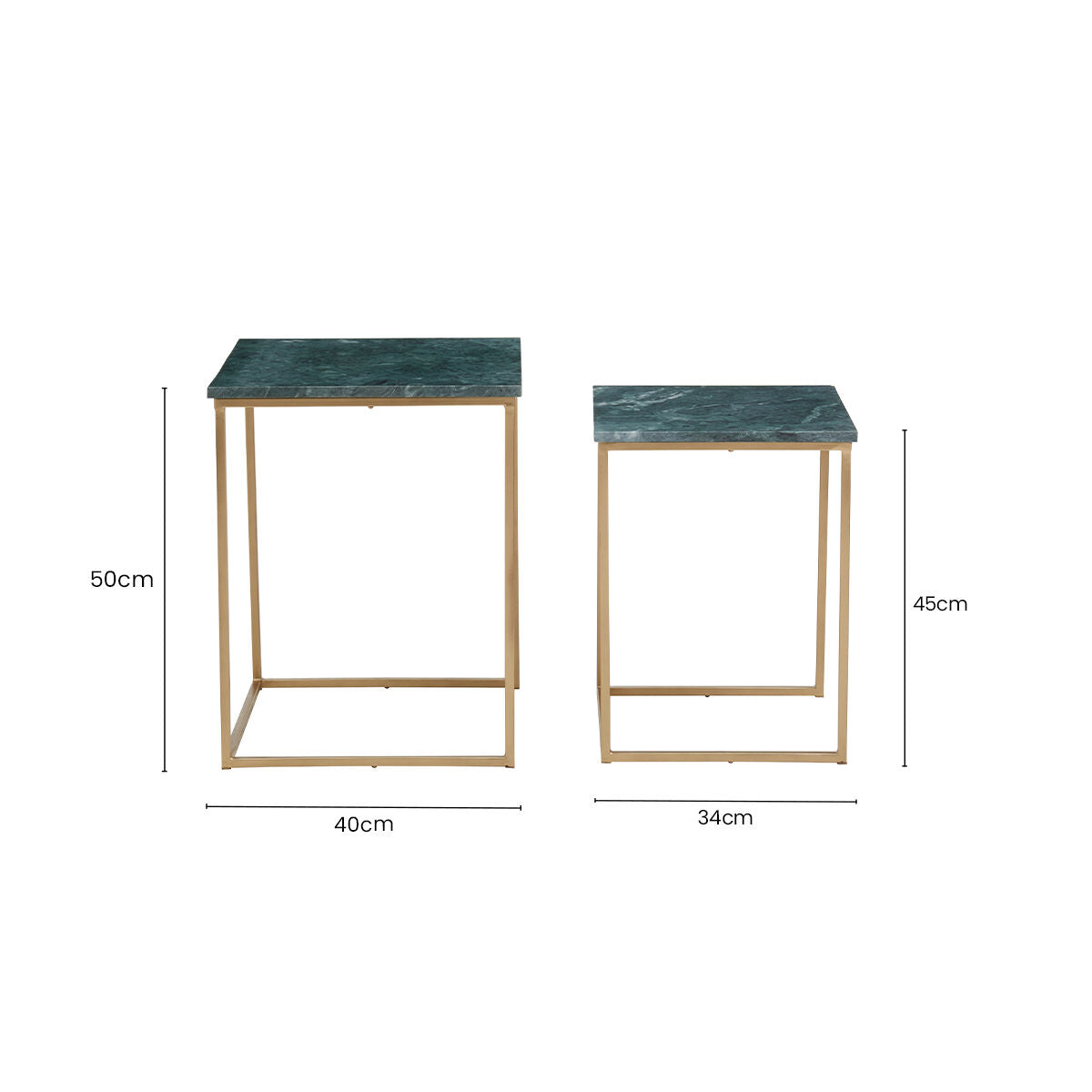 Mandoli Nest Of 2 Green Marble Side Tables