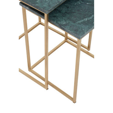 Mandoli Nest Of 2 Green Marble Side Tables