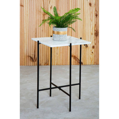 Mandoli White Marble Side Table