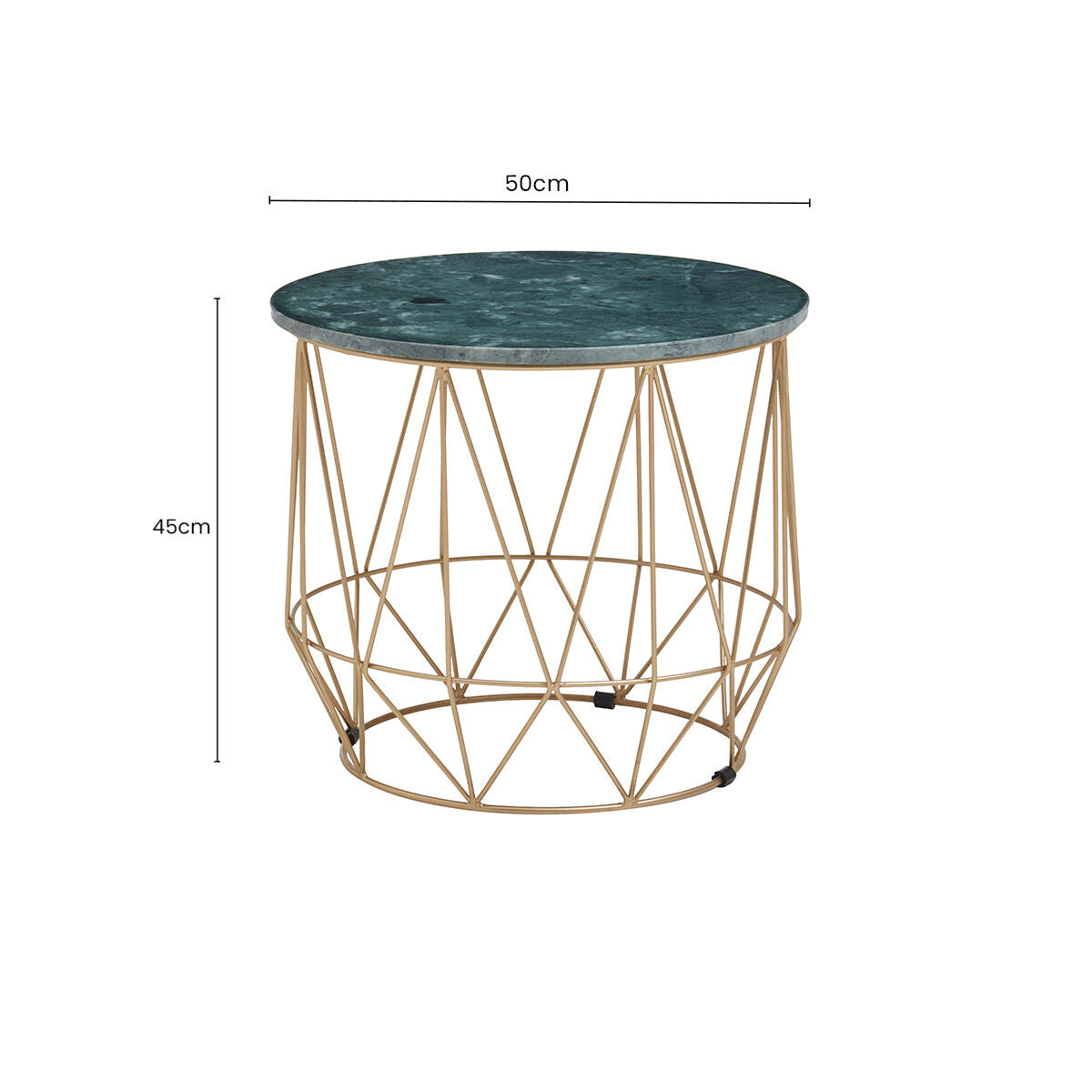Mandoli Green Side Table With Gold Frame