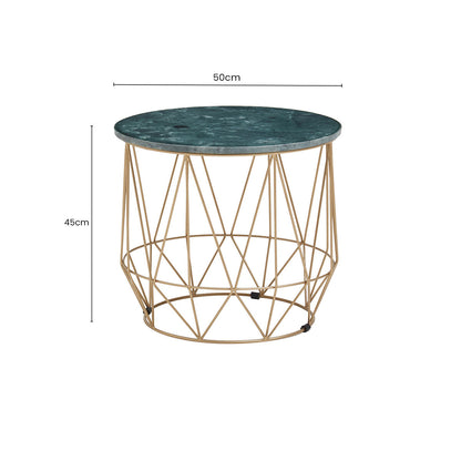 Mandoli Green Side Table With Gold Frame