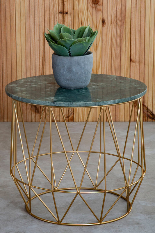 Mandoli Green Side Table With Gold Frame