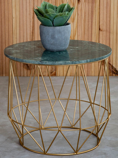 Mandoli Green Side Table With Gold Frame