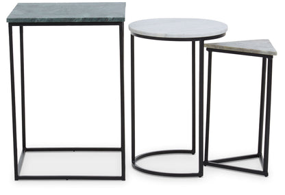 Mandoli Nest Of 3 Assorted Marble Tables