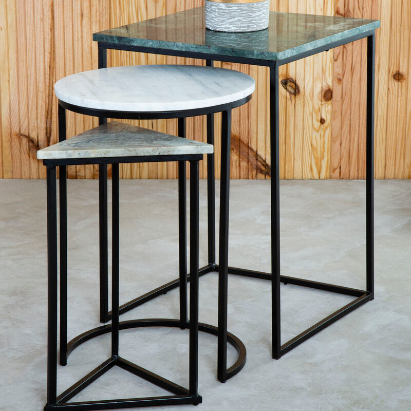 Mandoli Nest Of 3 Assorted Marble Tables
