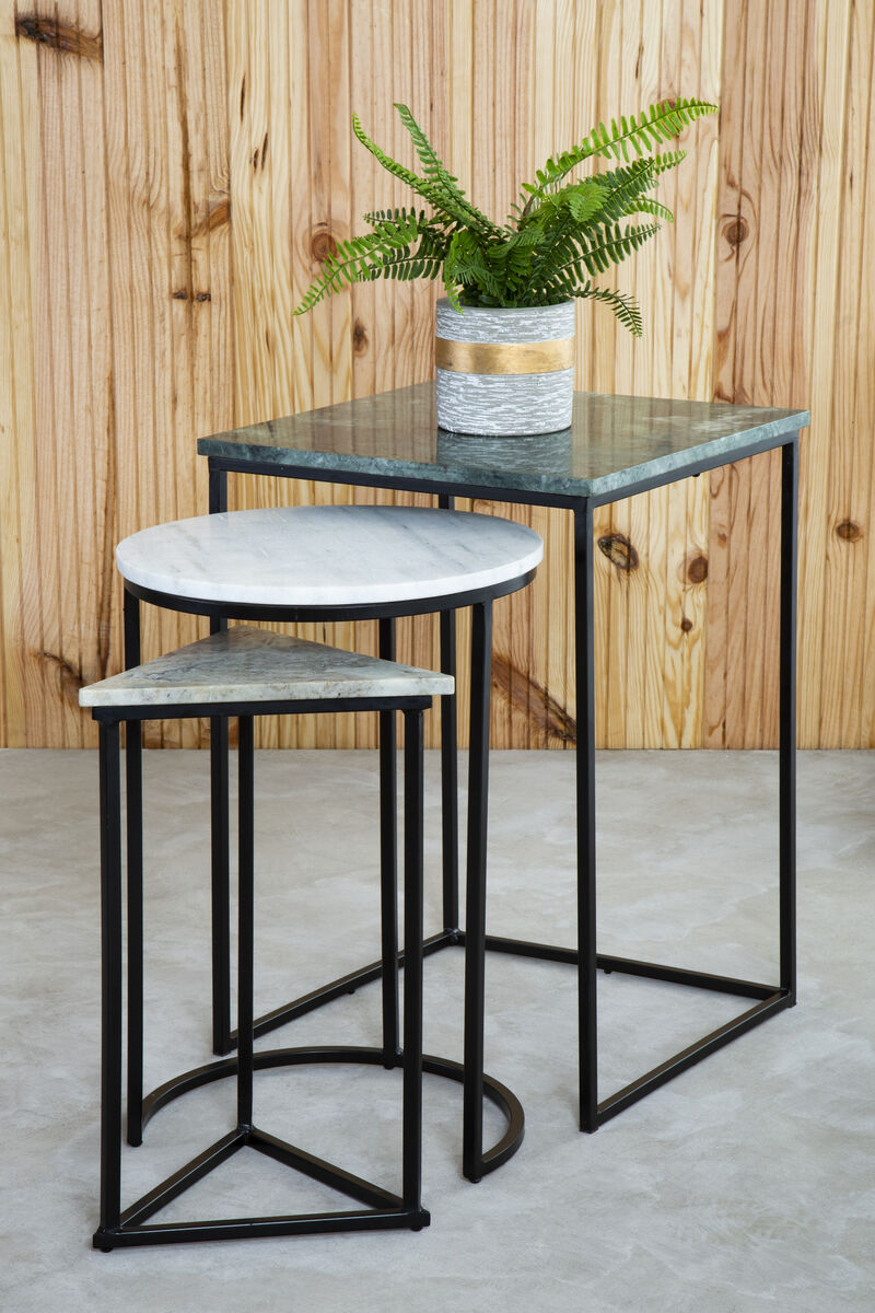 Mandoli Nest Of 3 Assorted Marble Tables