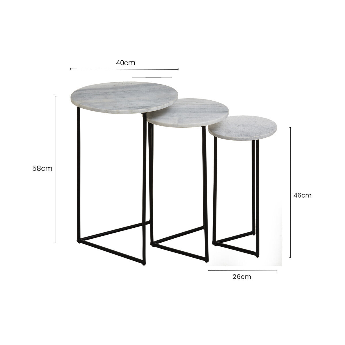 Mandoli Nest Of 3 White Marble Side Tables