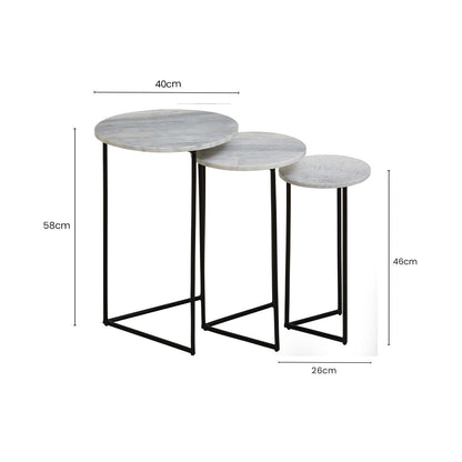 Mandoli Nest Of 3 White Marble Side Tables