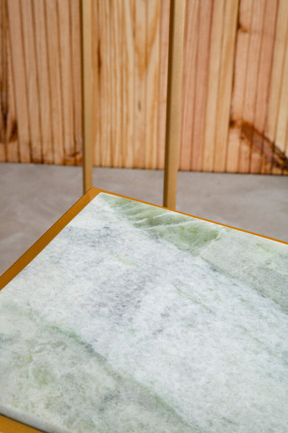 Mandoli Nest Of 2 White Marble Top Square Side Tables