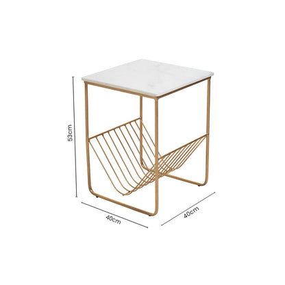 Mandoli White Marble Rack Side Table