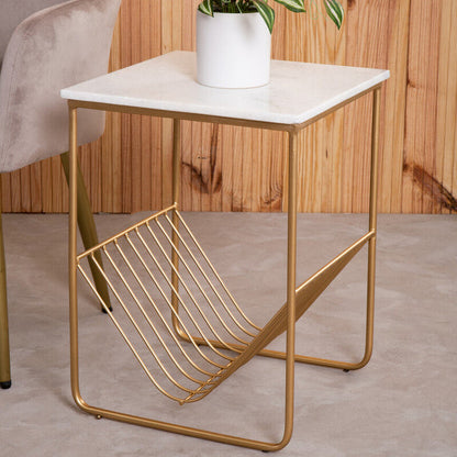 Mandoli White Marble Rack Side Table