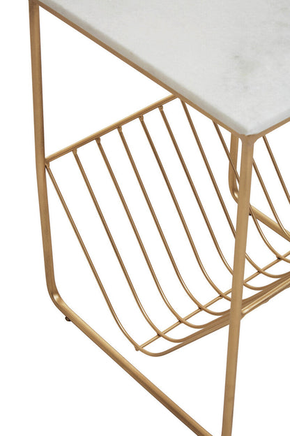 Mandoli White Marble Rack Side Table
