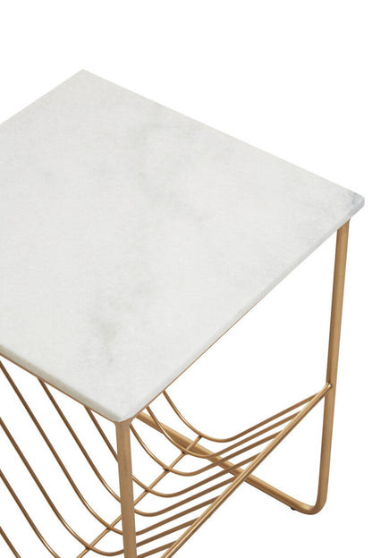 Mandoli White Marble Rack Side Table