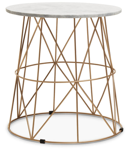 Mandoli White Marble Round Side Table