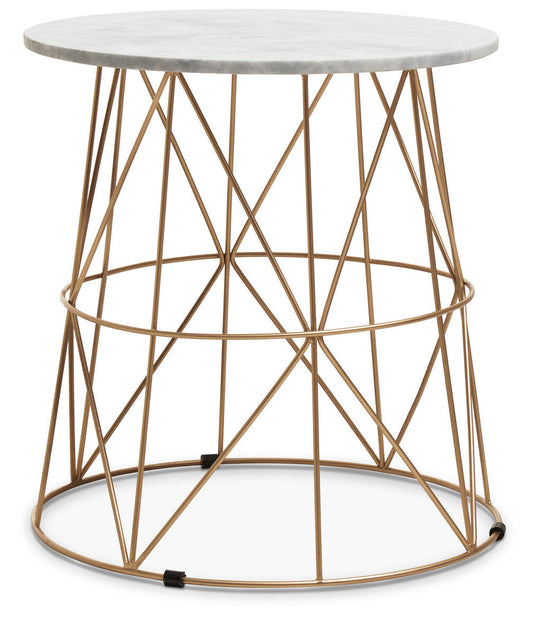 Mandoli White Marble Round Side Table