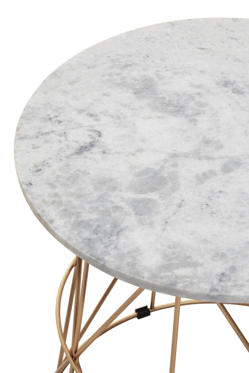 Mandoli White Marble Round Side Table