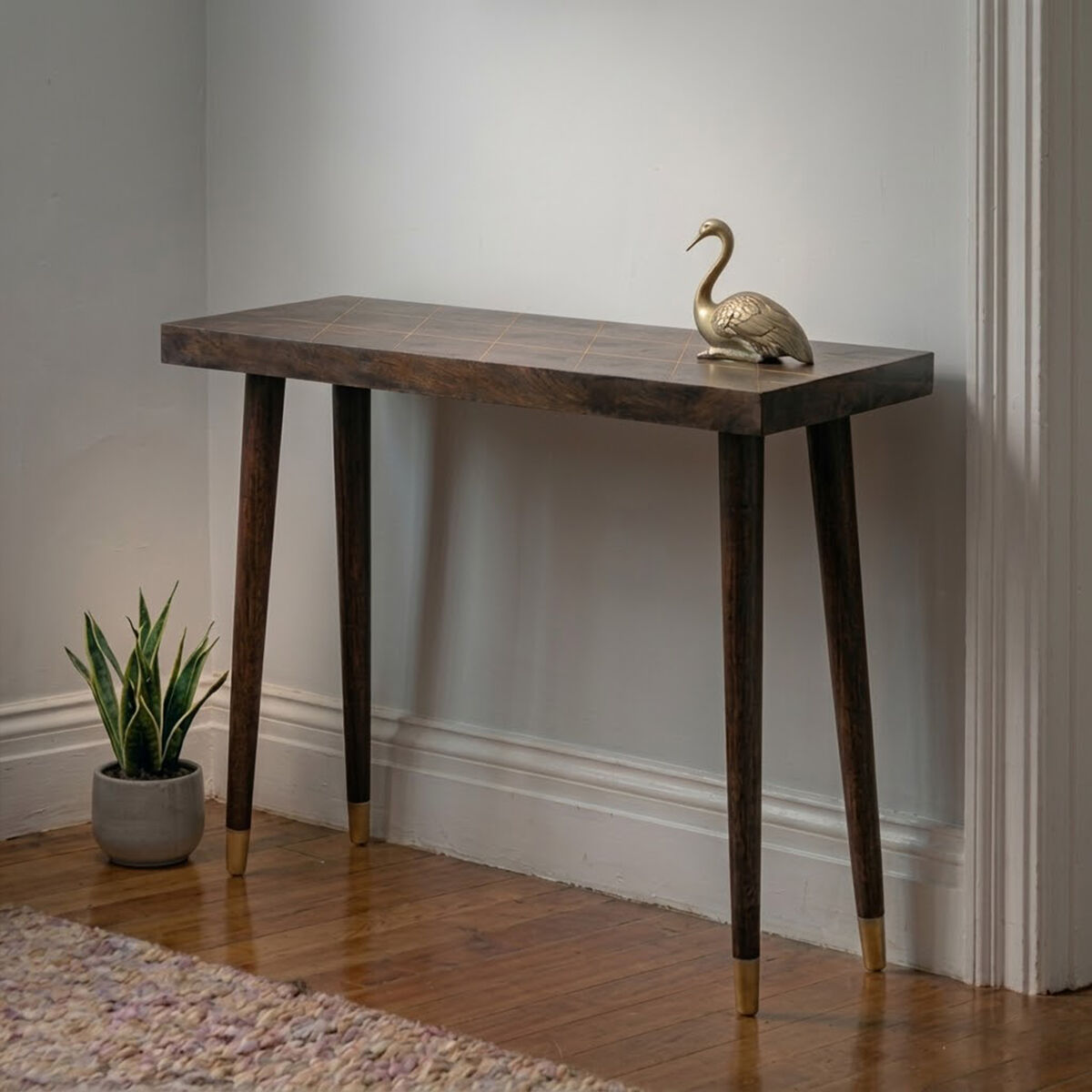 Naro Mango Wood And Gold Finishing Console Table