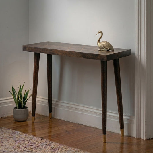 Naro Mango Wood And Gold Finishing Console Table