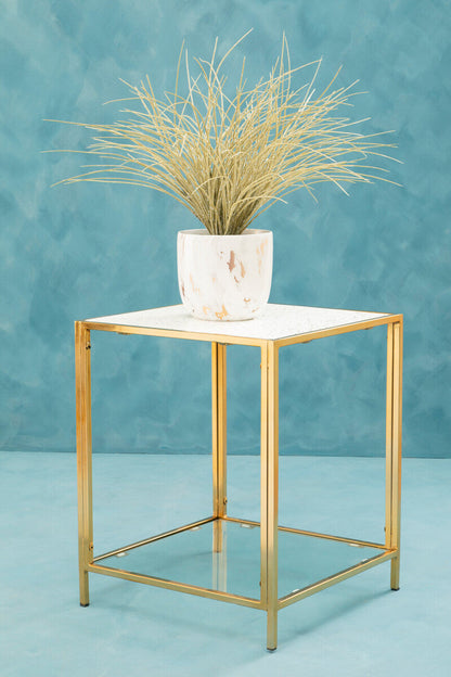 Novi Glass Top And Gold Frame Side Table