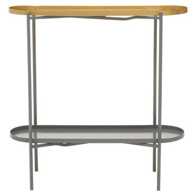 Two Tier Gold Geometric Console Table with Two-Tonal Contrast | Kobra