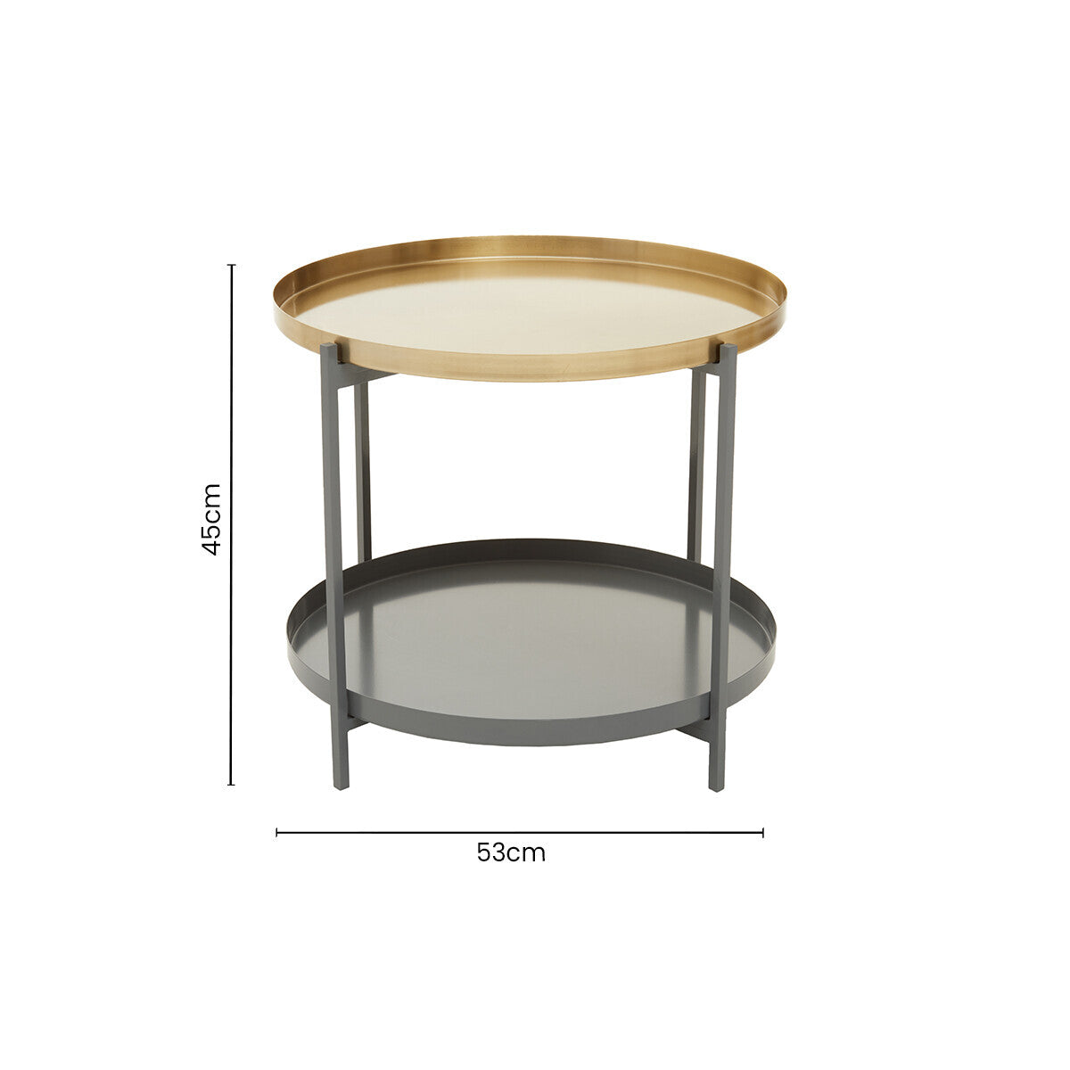 Two Tier Gold Round Coffee Table with Two-Tonal Contrast | Kobra