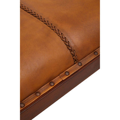 Inca Tan Leather Bench with Wood Frame