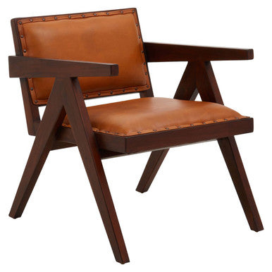 Inca Tan Leather and Teak Frame Dining Chair