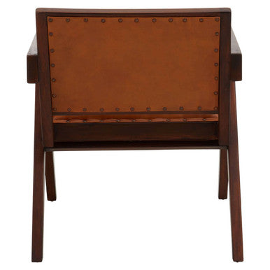 Inca Tan Leather and Teak Frame Dining Chair