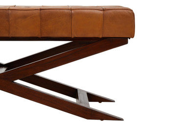 Inca Brown Genuine Leather Bench with Cedarwood Base