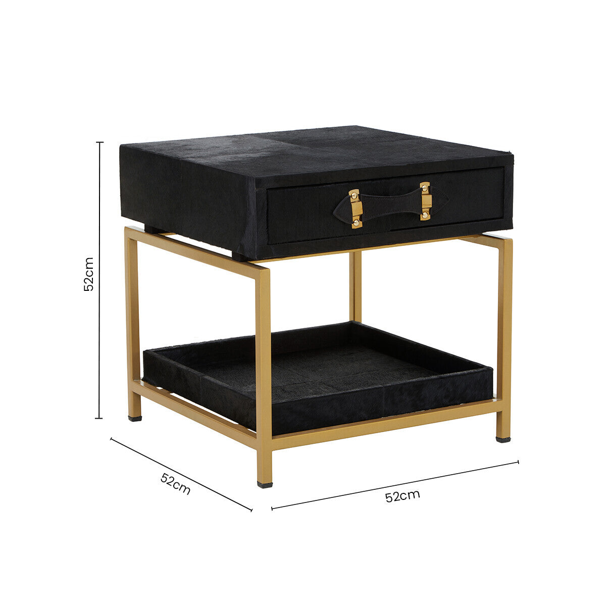 Kensington Townhouse Hair On Leather Bedside Table