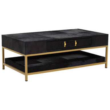 Kensington Townhouse Hair On Leather Black And Gold Coffee Table