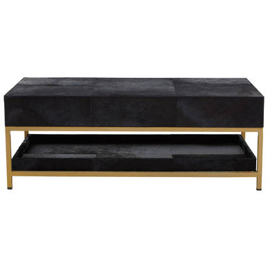 Kensington Townhouse Hair On Leather Black And Gold Coffee Table