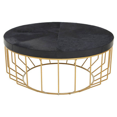 Kensington Townhouse Hair on Leather Round Coffee Table