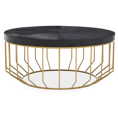 Kensington Townhouse Hair on Leather Round Coffee Table