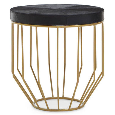 Kensington Townhouse Hair on Leather Round Side Table