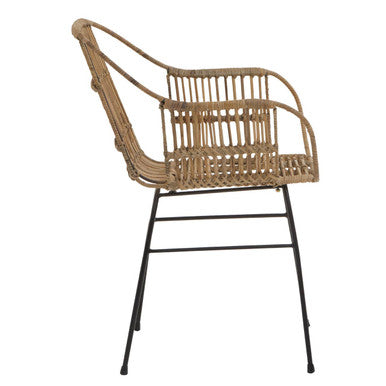 Java Natural Rattan With Black Metal Armchair