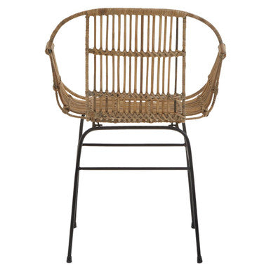 Java Natural Rattan With Black Metal Armchair