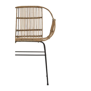 Java Natural Rattan With Black Metal Armchair