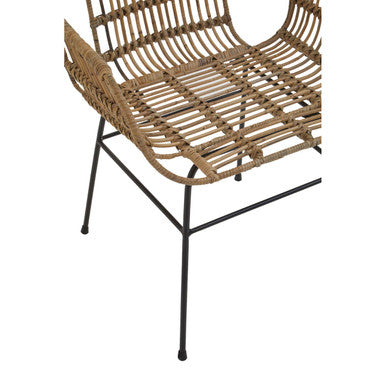 Java Natural Rattan With Black Metal Armchair