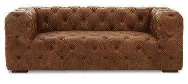 Hoxton Three Seat Brown Leather Modern Chesterfield Sofa