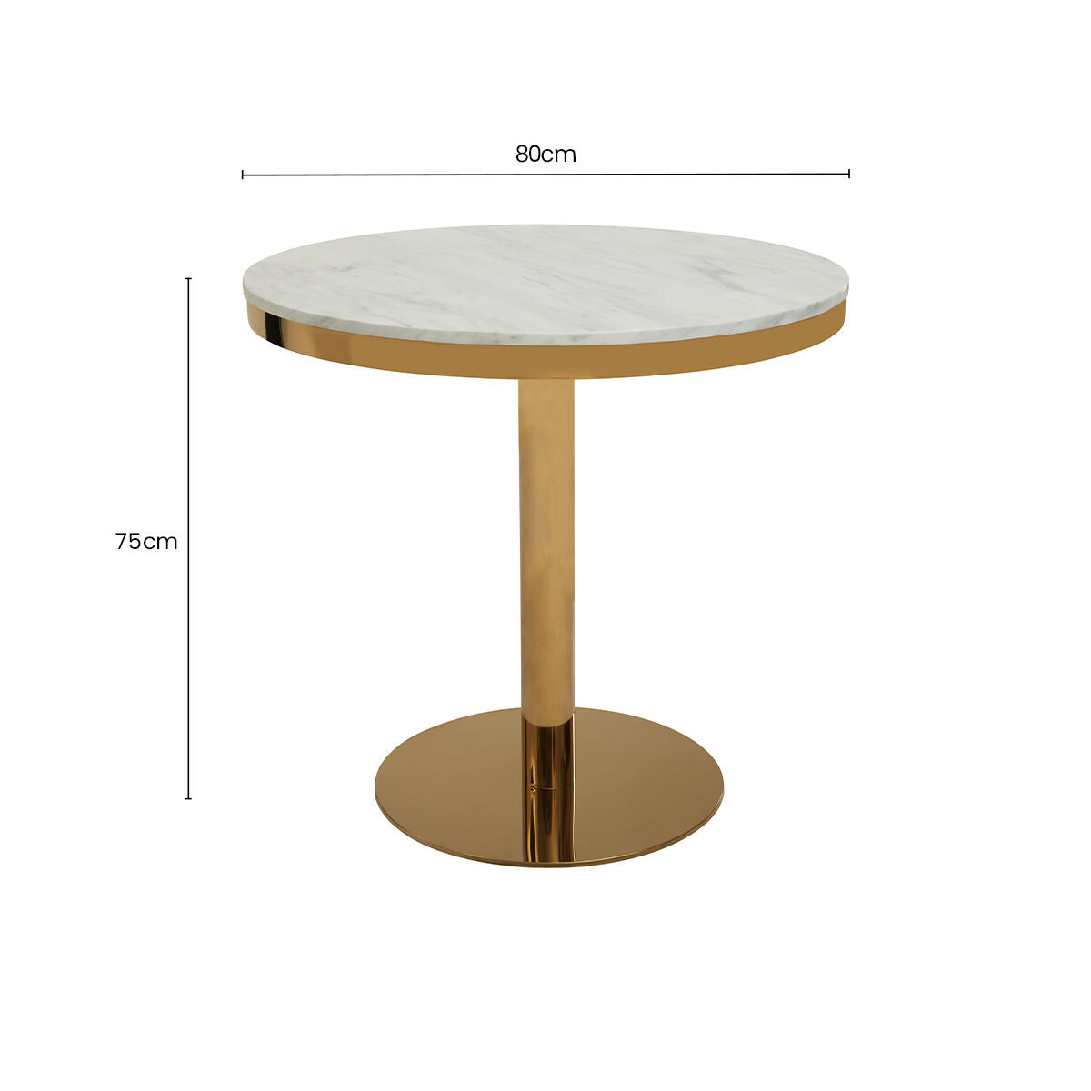 Azalea Round Marble Dining Table With Gold Base