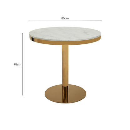 Azalea Round Marble Dining Table With Gold Base