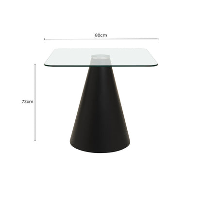 Azalea Clear Glass Square Dining Table