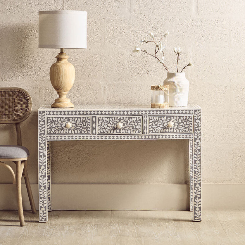 Bone Inlay Desk with 3 Drawers | Fusion