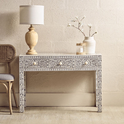 Bone Inlay Desk with 3 Drawers | Fusion